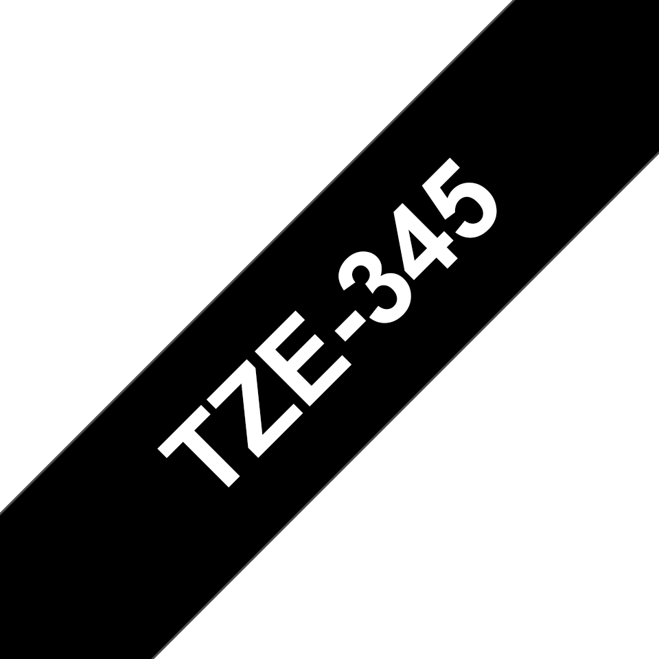 Originele Brother TZe-345 label tapecassette – wit op zwart, breedte 18 mm